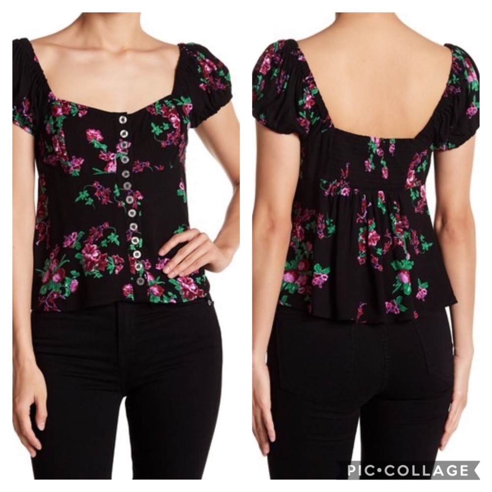 Free People Close to You Floral Blouse XS/M